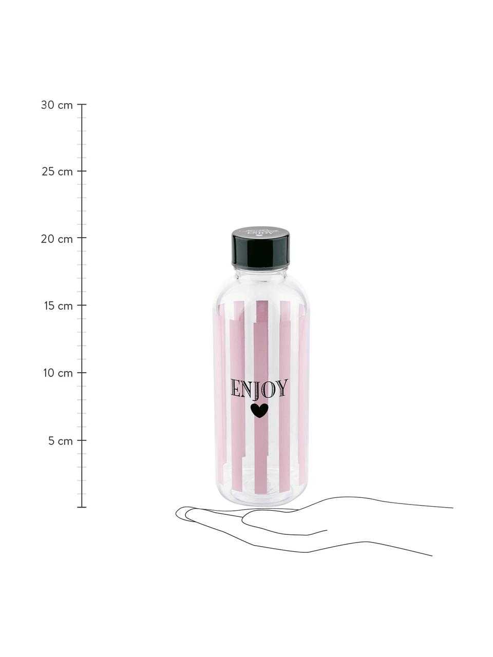 Bidon Enjoy, Tworzywo sztuczne, nie zawiera BPA, BPS i ftalanów, Butelka: transparentny, blady różowy, czarny Pokrywka: czarny, Ø 8 x W 21 cm