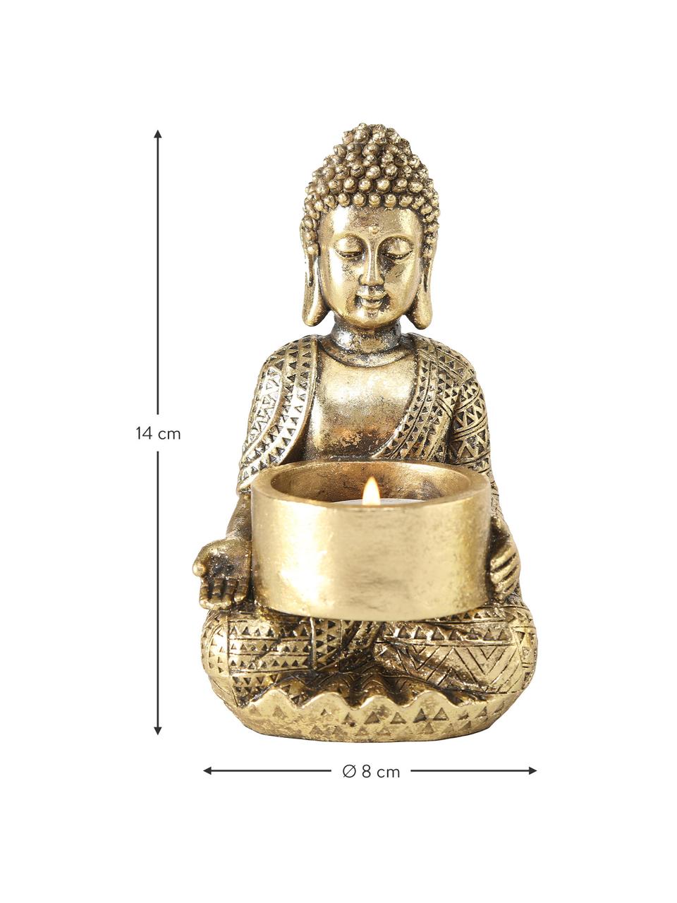 Sada svícnů na čajové svíčky Jarven, 3 díly, Polyresin, Zlatá, Š 8 cm, V 14 cm