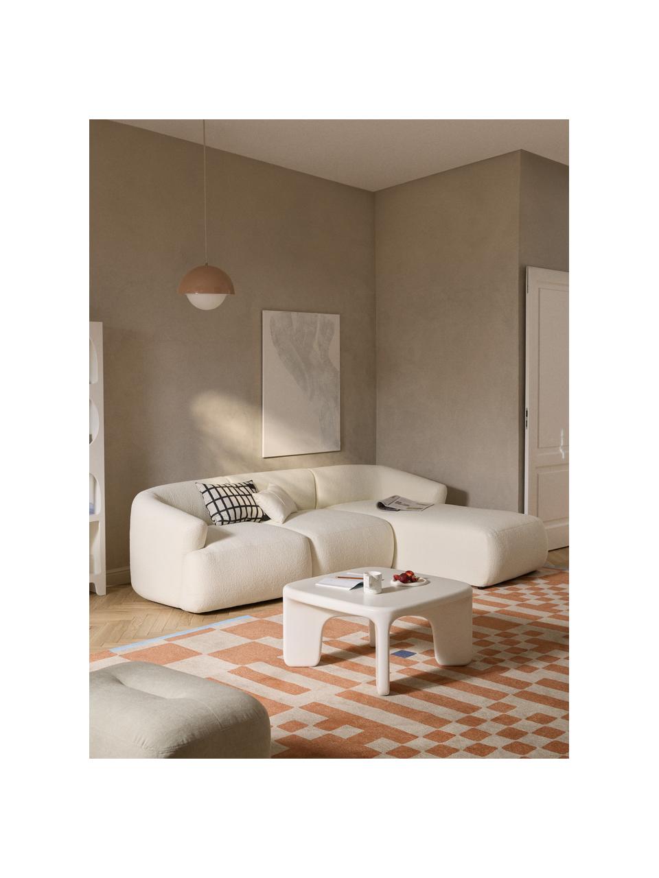 Modulares Bouclé-Ecksofa Sofia (3-Sitzer), Bezug: Bouclé (100 % Polyester) , Gestell: Fichtenholz, Spanplatte, , Bouclé Off White, B 277 x T 185 cm, Eckteil rechts