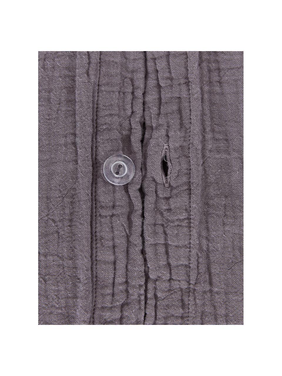 Mousseline dekbedovertrek Odile van katoen in donkergrijs, Donkergrijs, 140 cm x 200 cm