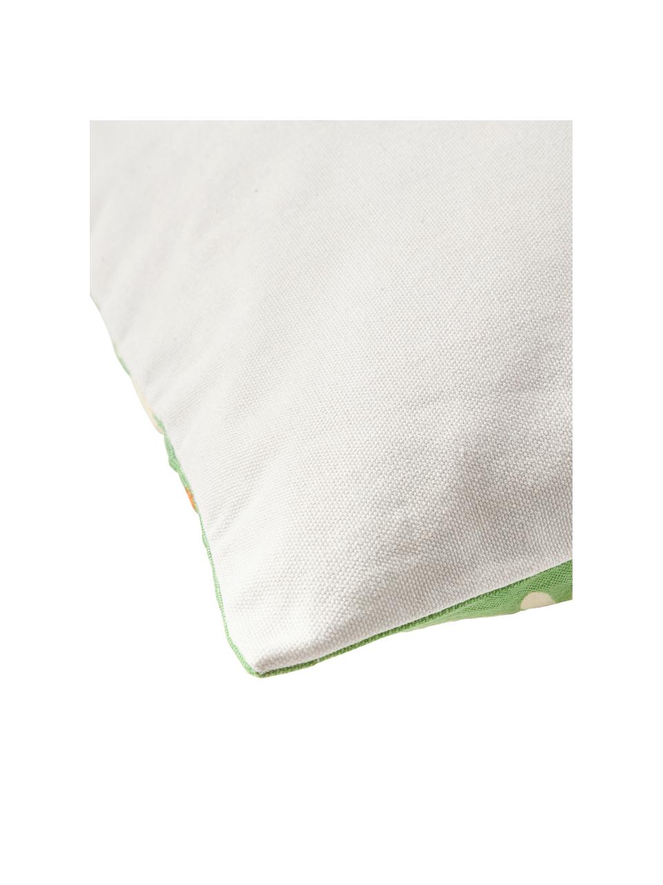 Funda de cojín doble cara bordada Maren, 100% algodón, Blanco, verde, naranja, An 45 x L 45 cm