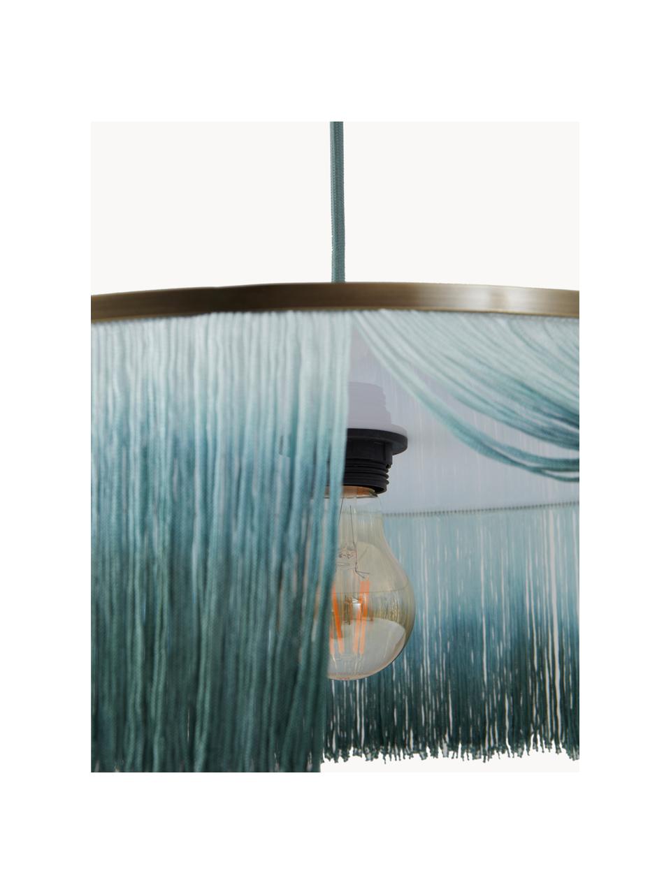 Lampa wisząca z frędzlami Regency, Odcienie petrol, biały, Ø 45 x W 16 cm