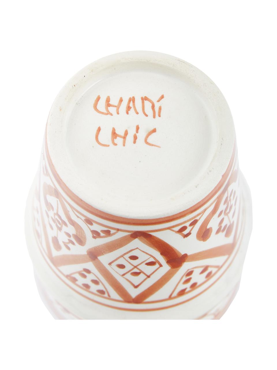 Ručně vyrobený marocký pohárek Beldi, Keramika, Oranžová, krémová, zlatá, Ø 8 cm, V 11 cm, 300 ml