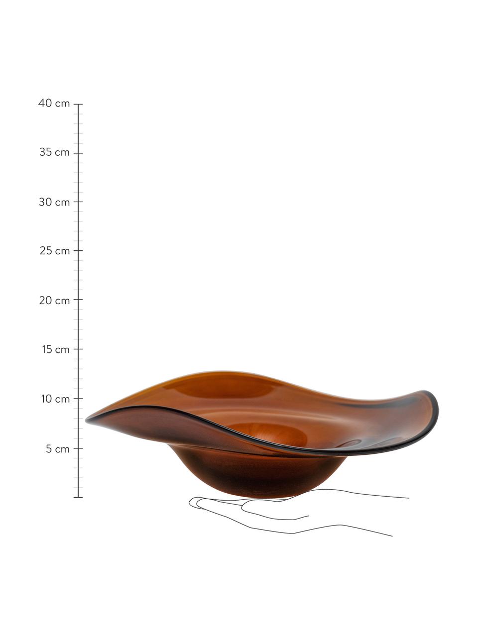 Ručne vyrobená dekoratívna misa z recyklovaného skla, Ø 36 cm, Recyklované sklo, Odtiene jantárovej, Ø 36 x V 9 cm