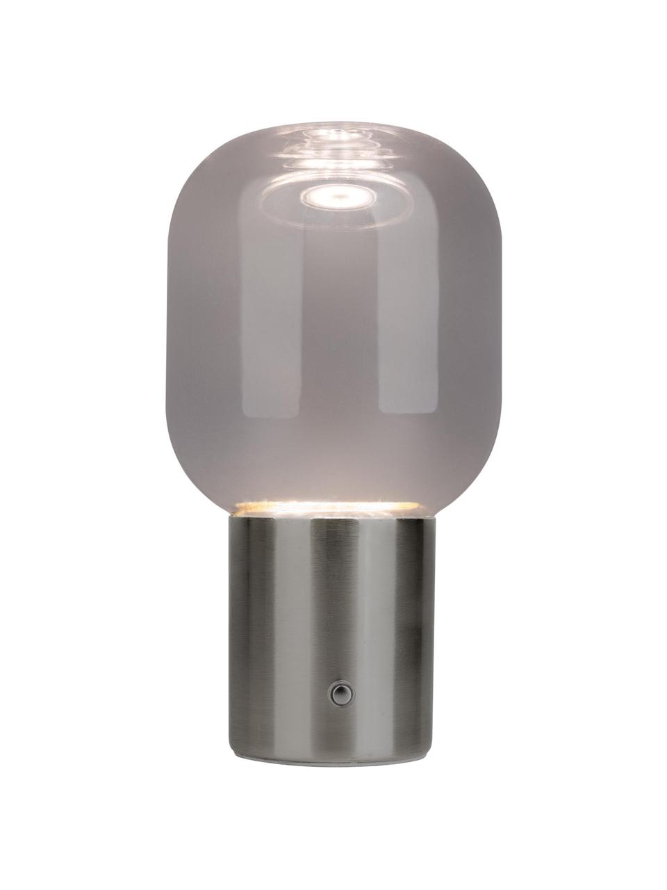 Lámpara de mesa pequeña LED Albero, Pantalla: vidrio, Plateado, gris claro, Ø 13 x Al 25 cm