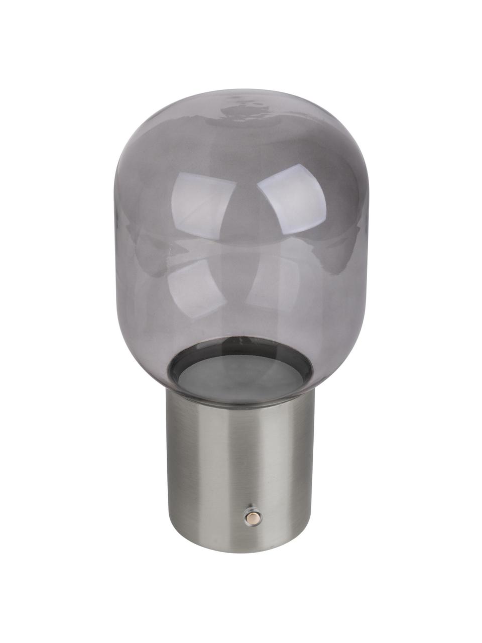 Kleine LED-Tischlampe Albero, Lampenschirm: Glas, Lampenfuß: Metall, beschichtet, Silberfarben, Hellgrau, Ø 13 x H 25 cm