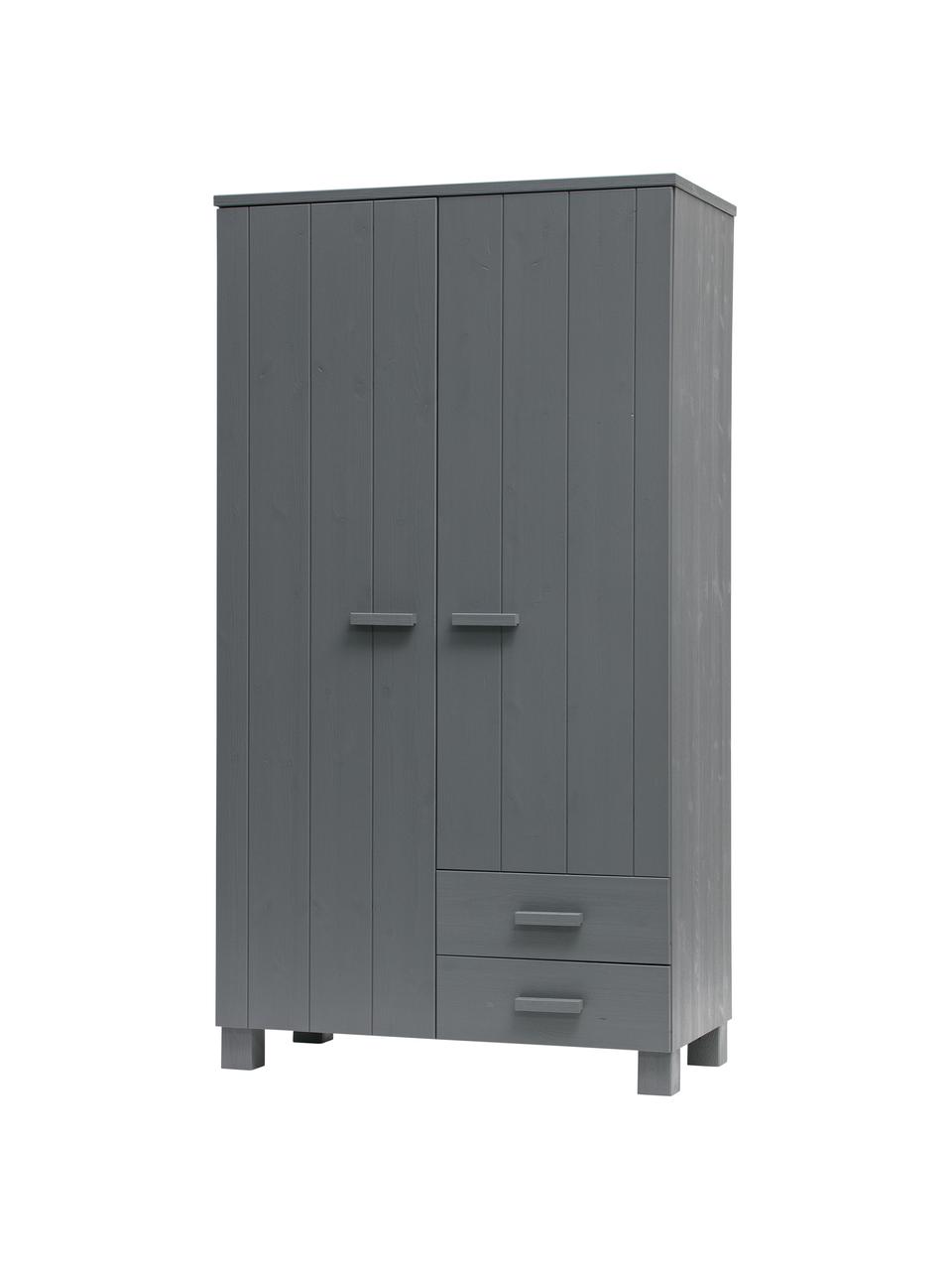 Armadio grigio con cassetti Dennis, Grigio scuro, Larg. 111 x Alt. 202 cm