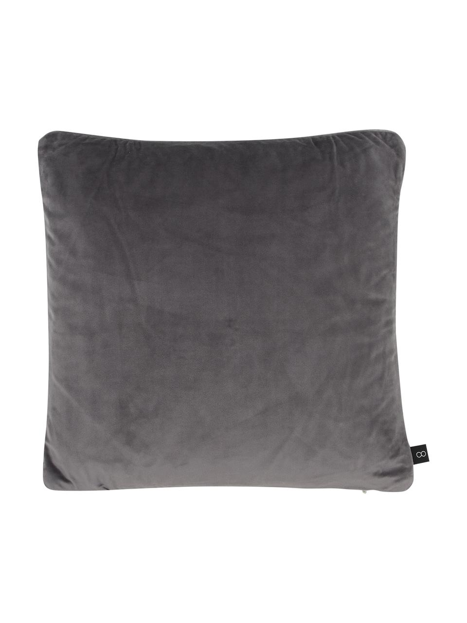 Fluwelen kussenhoes Nuoro met giraf motief, 100% polyester fluweel, Grijs, bruin, zwart, 50 x 50 cm