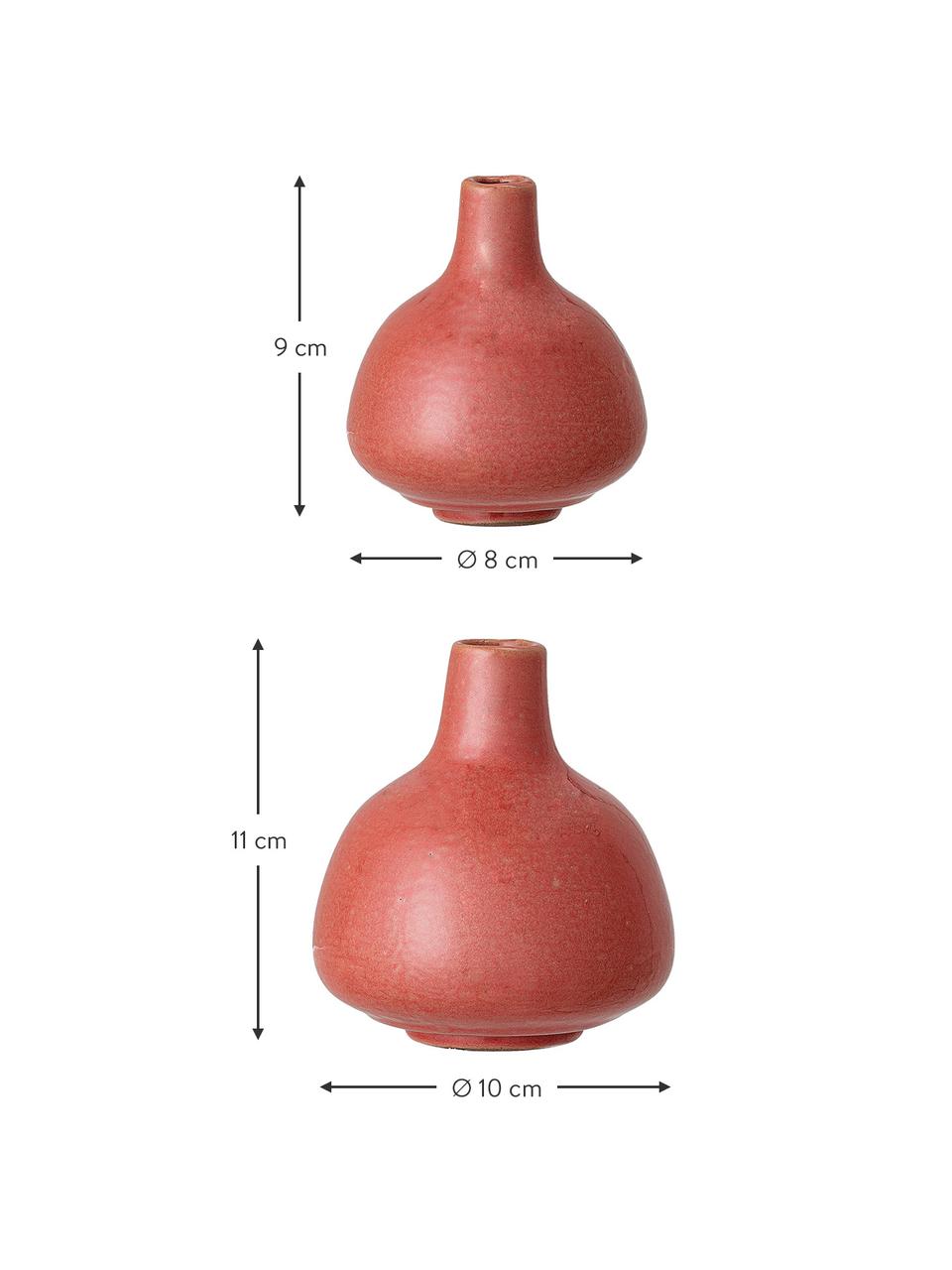 Kleines Vasen-Set Malina aus Steingut, 2-tlg., Steingut, Rot, Set mit verschiedenen Grössen