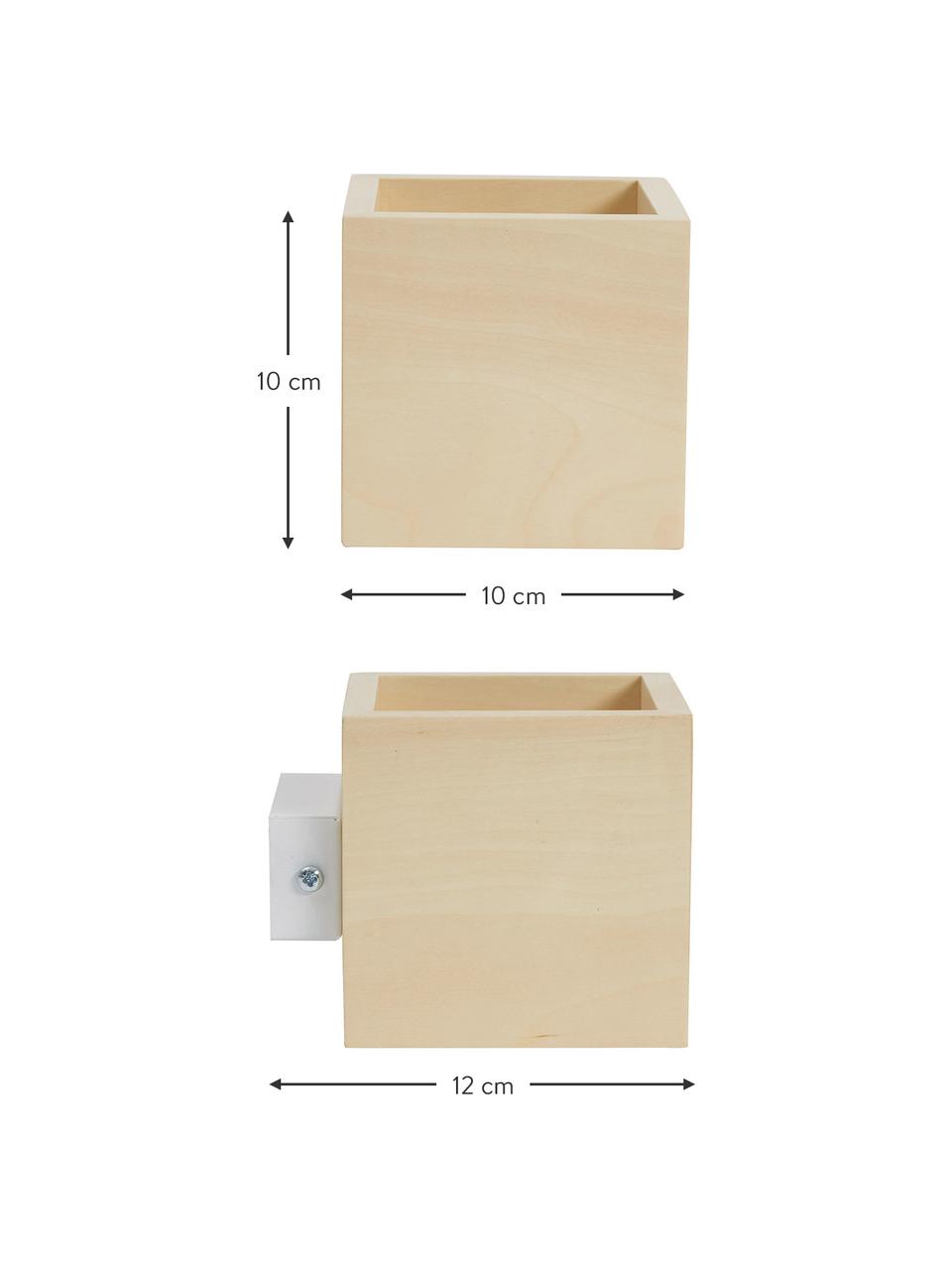 Kleine Wandleuchte Quad aus Holz, Lampenschirm: Holz, Beige, B 10 x H 10 cm