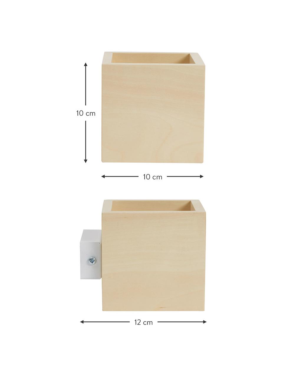 Kleine wandlamp Quad van hout, Lampenkap: hout, Beige, B 10 x H 10 cm