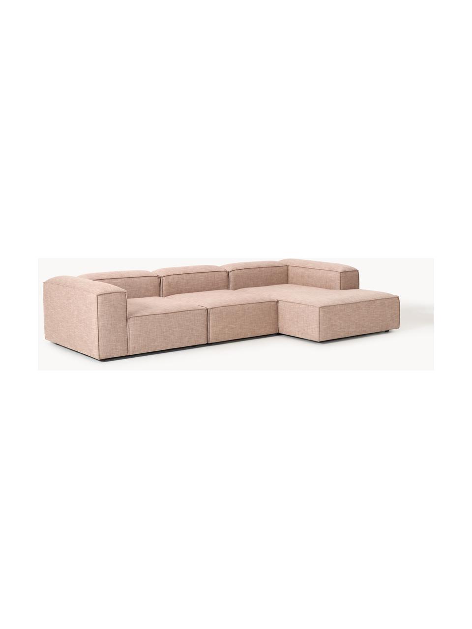 Modulares Ecksofa Lennon aus Leinen-Mix, Bezug: 50 % Viskose, 25 % Leinen, Gestell: Fichtenholz, Sperrholz, m, Leinen-Mix Rostrot, B 327 x T 180 cm, Eckteil links