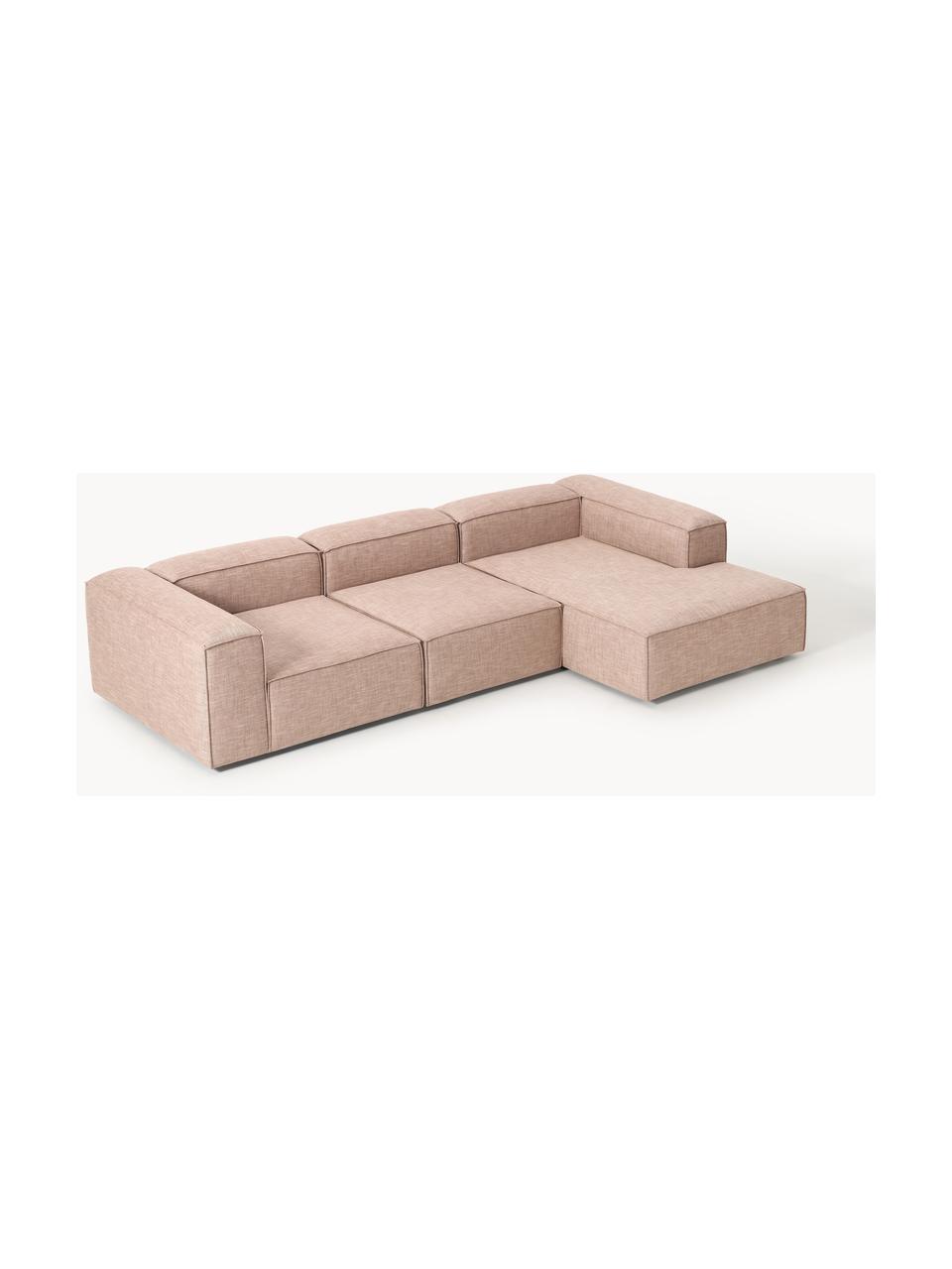 Modulares Ecksofa Lennon aus Leinen-Mix, Bezug: 50 % Viskose, 25 % Leinen, Gestell: Fichtenholz, Sperrholz, m, Leinen-Mix Rostrot, B 327 x T 180 cm, Eckteil links