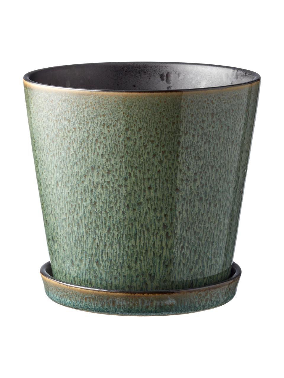 Portavaso piccolo con piattino Bizz, Verde, Ø 14 x Alt. 13 cm