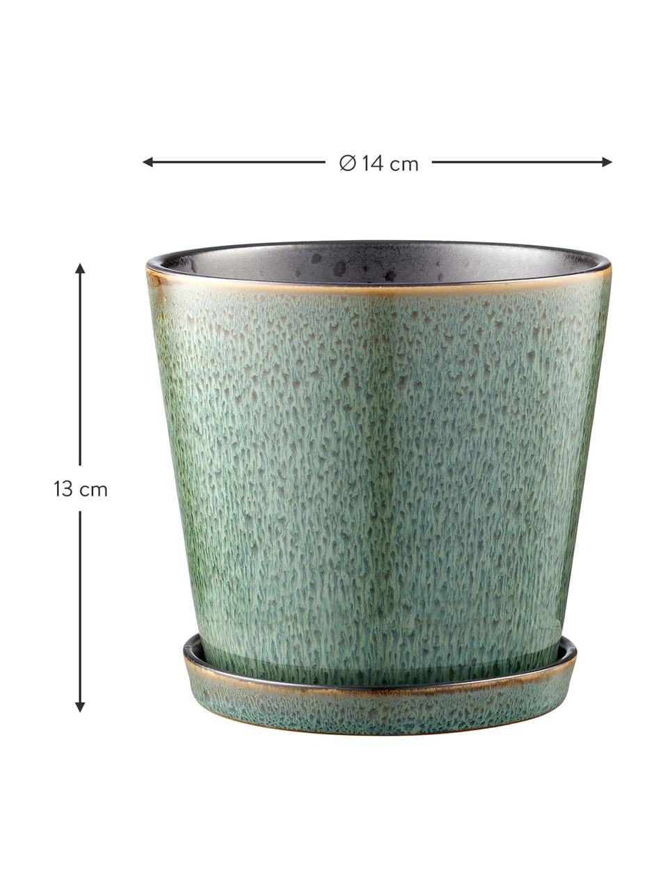 Portavaso piccolo con piattino Bizz, Verde, Ø 14 x Alt. 13 cm