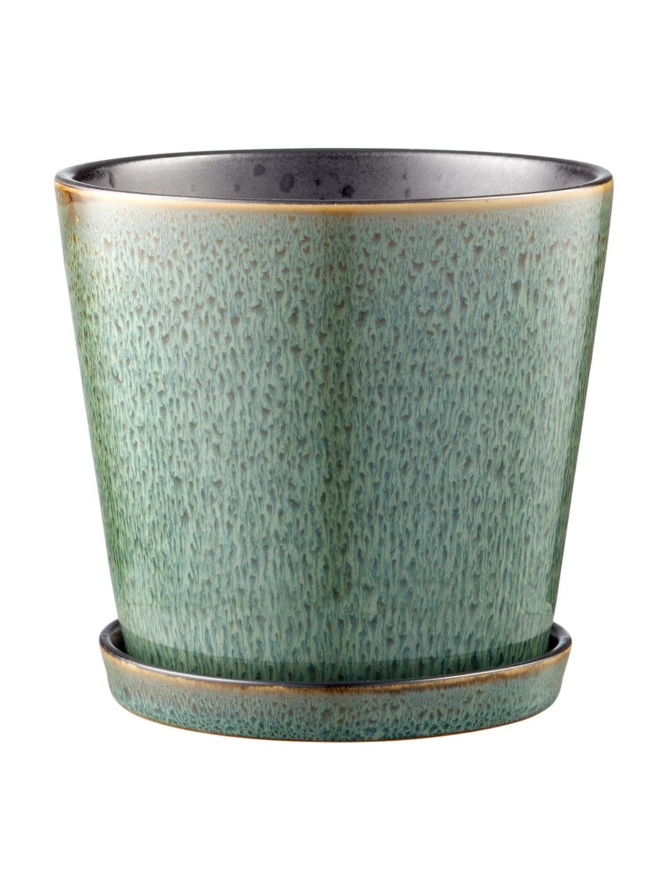 Portavaso piccolo con piattino Bizz, Verde, Ø 14 x Alt. 13 cm