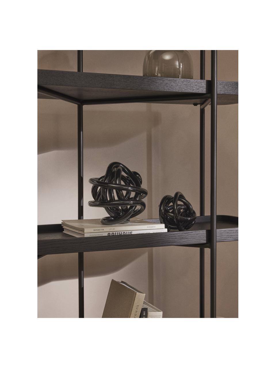 Decoratieve knoopobjecten Nola van glas, set van 2, Gecoat glas, Zwart, Set met verschillende formaten