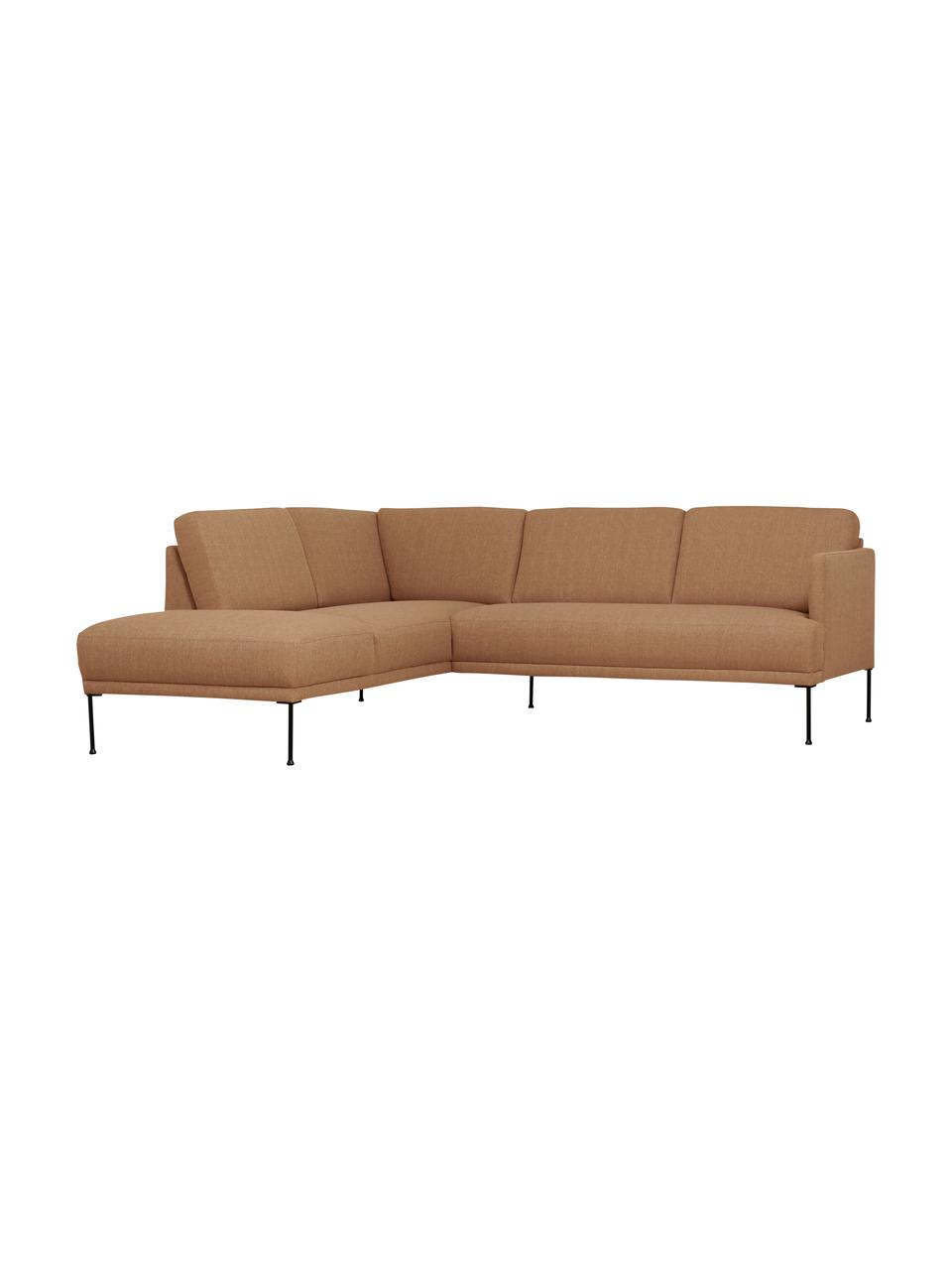 Rohová pohovka s kovovými nohami Fluente, Nugátová, Š 221 cm, H 200 cm, rohová část vlevo