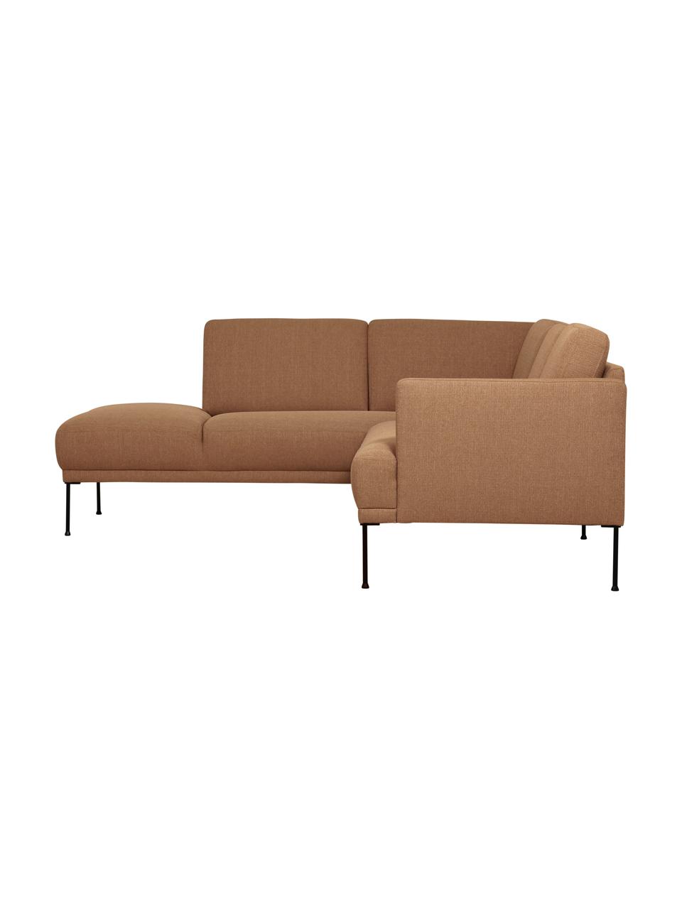 Ecksofa Fluente, Bezug: 100% Polyester 35.000 Sch, Gestell: Massives Kiefernholz, FSC, Füße: Metall, pulverbeschichtet, Webstoff Hellbraun, B 221 x T 200 cm, Eckteil links