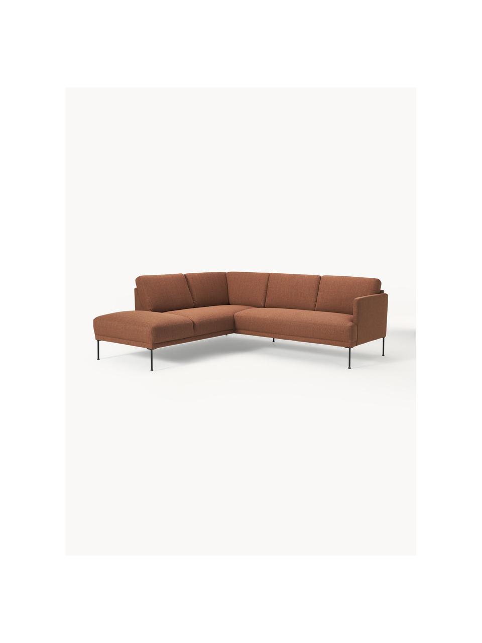 Ecksofa Fluente, Bezug: 100 % Polyester Der strap, Gestell: Massives Kiefernholz, Füße: Metall, pulverbeschichtet, Webstoff Nougat, B 221 x T 200 cm, Eckteil links