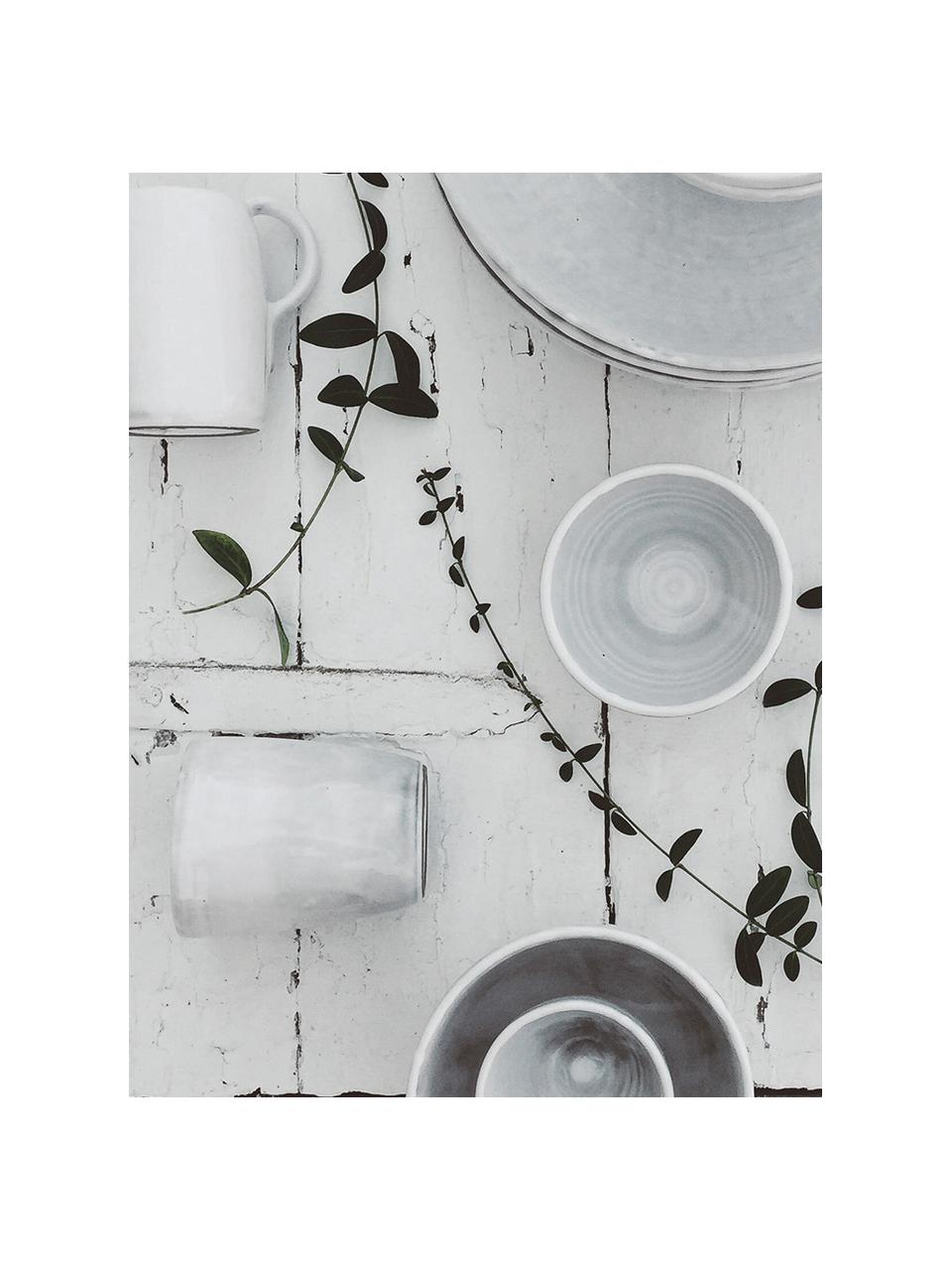 Keramik-Becher Haze in Weiß, 2 Stück, Keramik, glasiert, Weiß, Grau, Ø 10 x H 11 cm