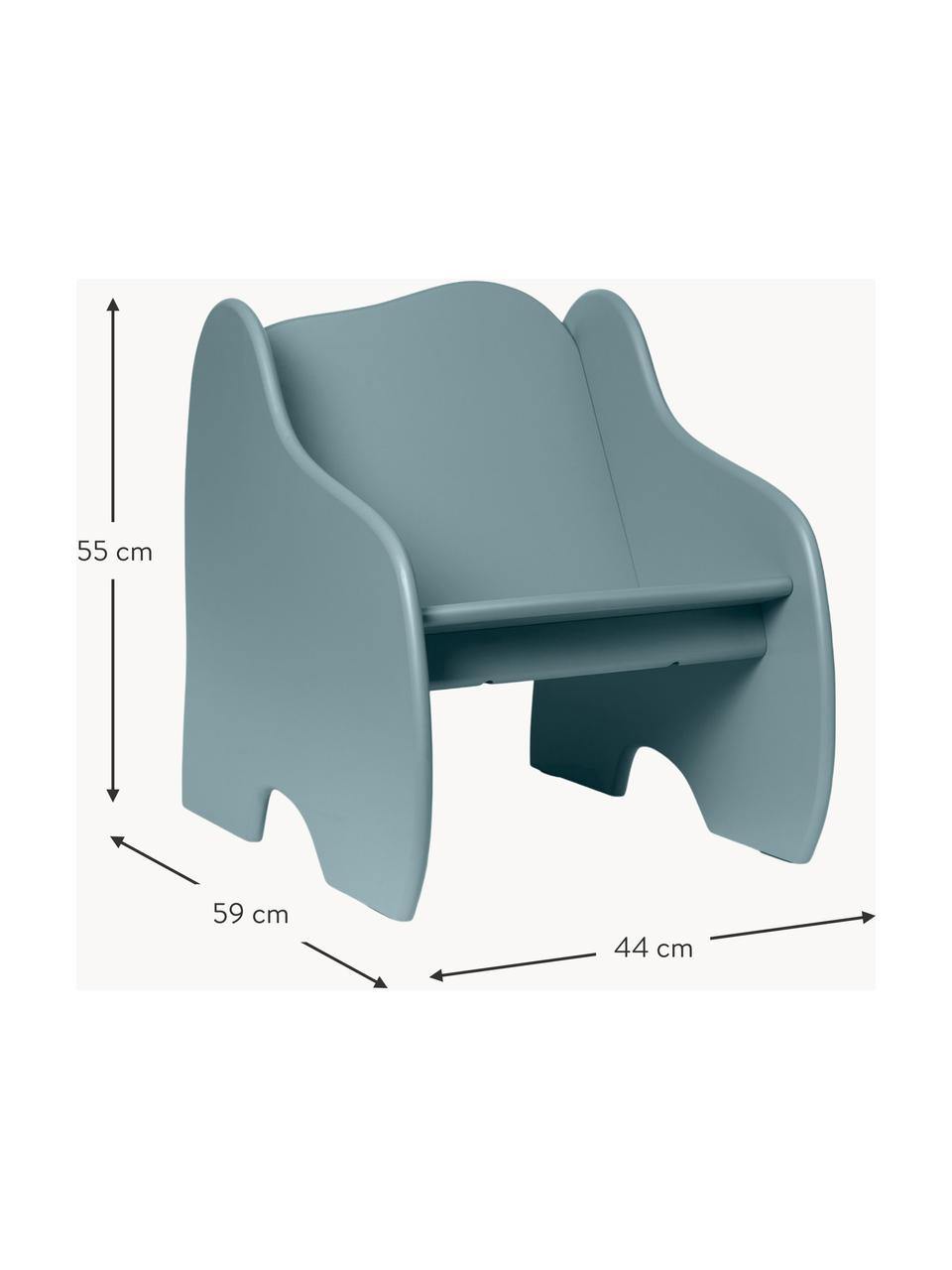 Holz-Loungekinderstuhl Slope mit Bücherregal, Mitteldichte Holzfaserplatte (MDF), lackiert

Dieses Produkt wird aus nachhaltig gewonnenem, FSC®-zertifiziertem Holz gefertigt., Graublau, B 44 x T 59 cm