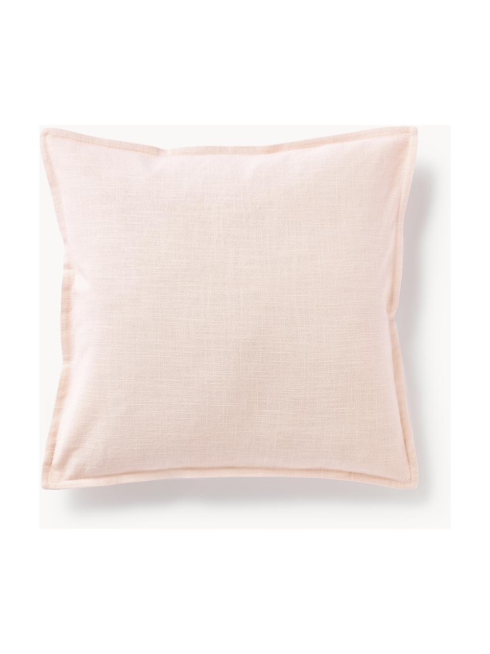 Housse de coussin 50x50 en coton Vicky, 100 % coton bio, Rose pâle, larg. 50 x long. 50 cm