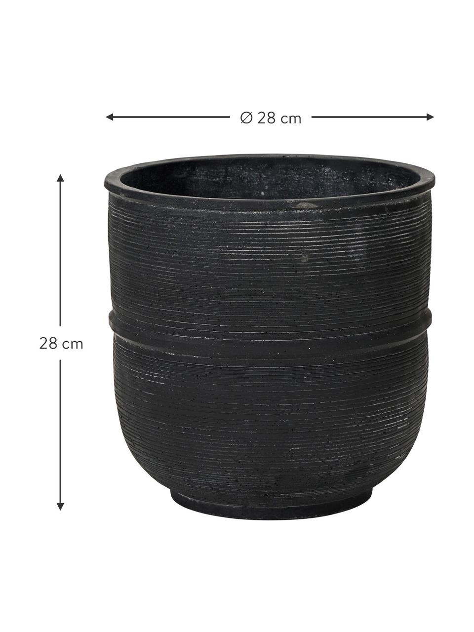 Portavaso fatto a mano superficie scanalata Ground, Cemento, Verde scuro, Ø 28 x Alt. 40 cm