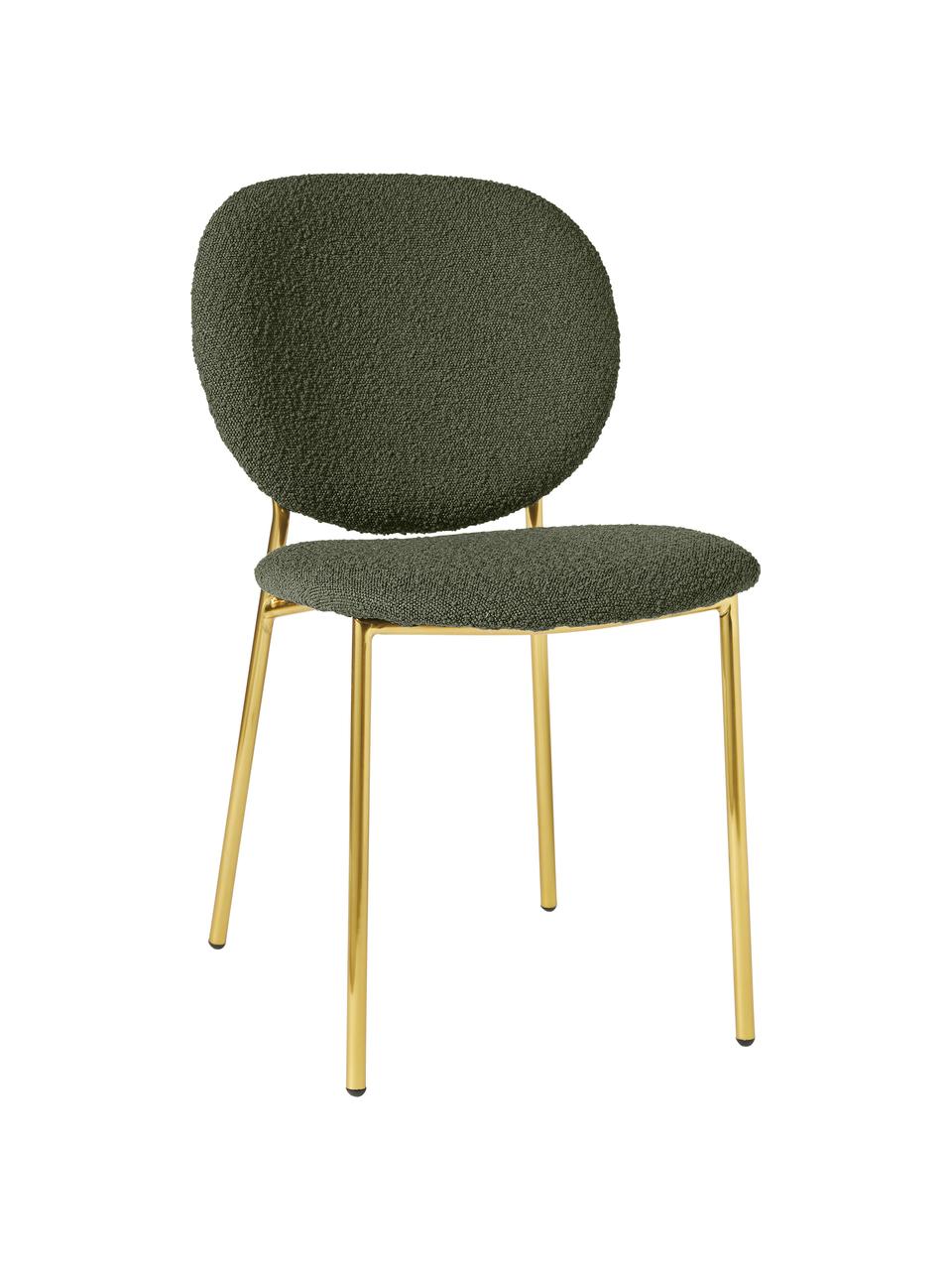 Bouclé čalouněné židle Ulrice, 2 ks, Zelená, zlatá, Š 47 cm, H 61 cm