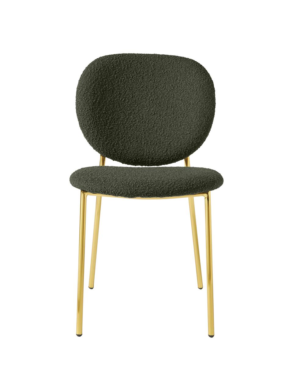 Bouclé čalouněné židle Ulrice, 2 ks, Zelená, zlatá, Š 47 cm, H 61 cm