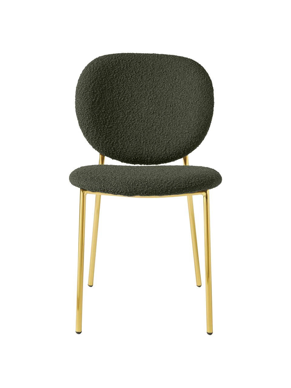 Buklé čalúnená stolička Ulrica, 2 ks, Zelená, odtiene zlatej, Š 47 x H 61 cm