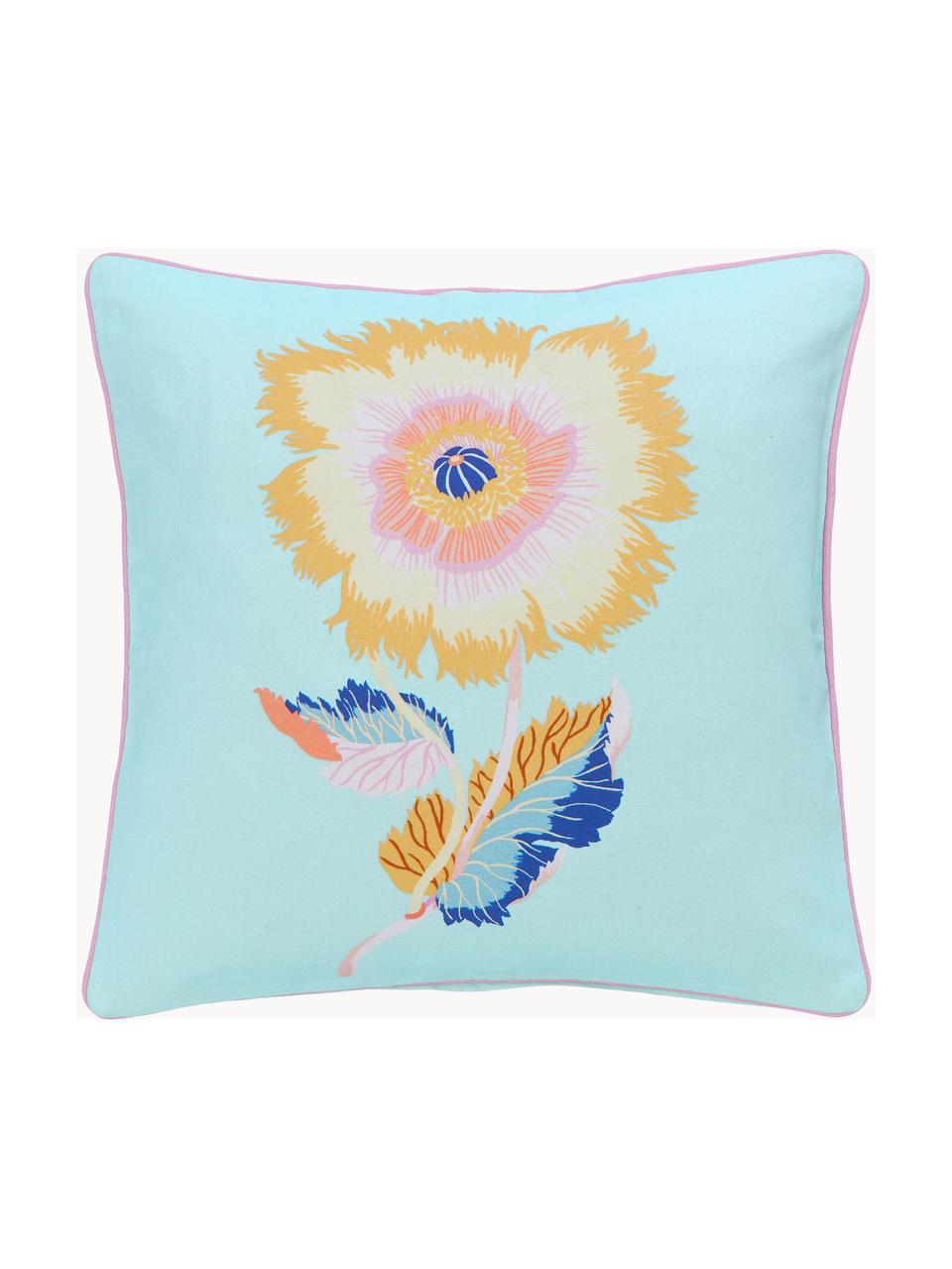 Kissenhülle Lela mit Blumen-Motiv aus Bio-Baumwolle, 100% Bio-Baumwolle, GOTS-zertifiziert, Bunt, B 45 x L 45 cm