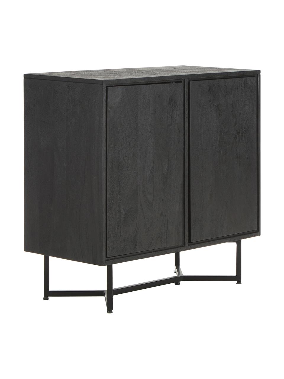 Enfilade bois massif Luca, Noir, larg. 90 x haut. 83 cm