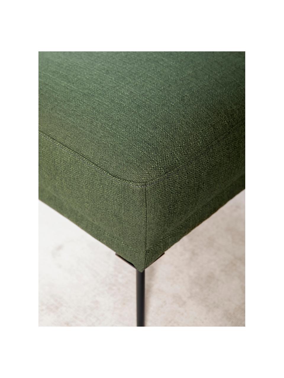 Tabouret/repose-pieds vert foncé avec pieds en métal Fluente, Tissu vert foncé, larg. 62 x haut. 46 cm