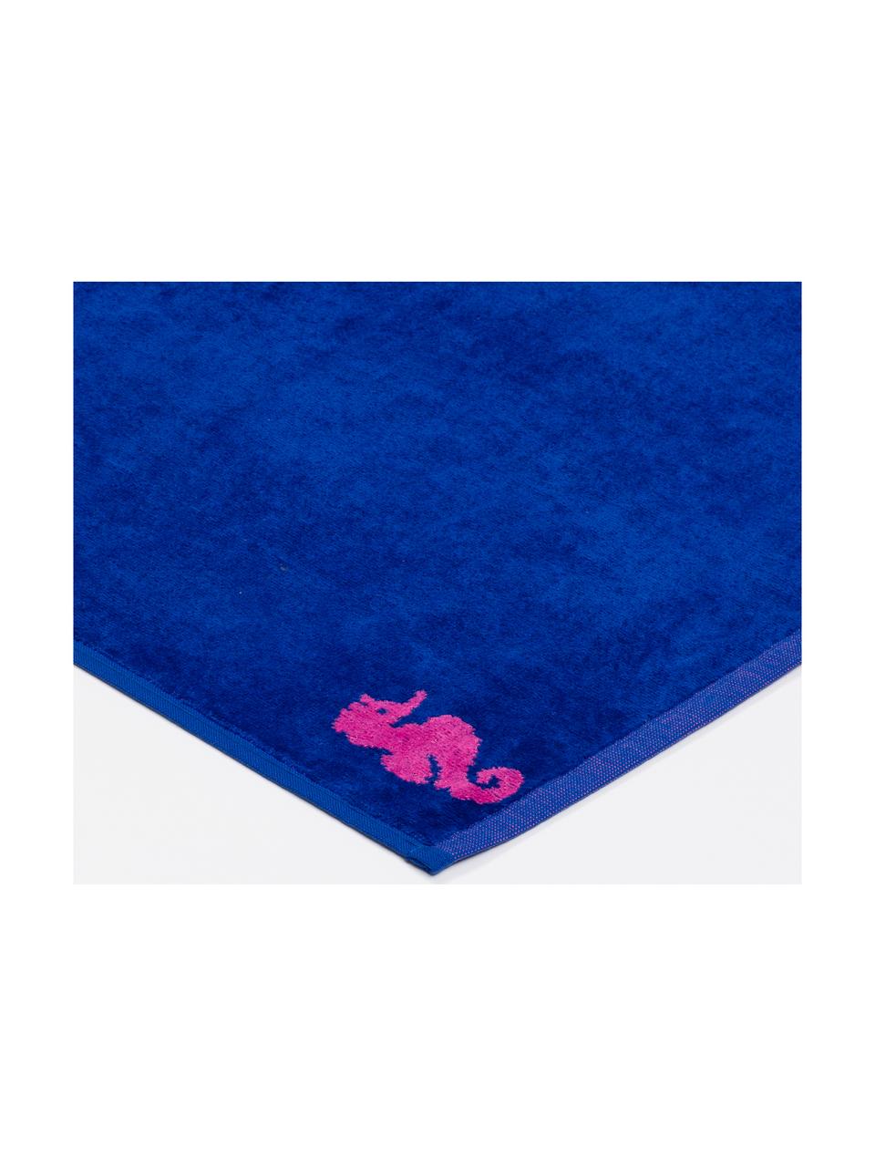 Serviette de plage Flamingo, Bleu cobalt, rose vif