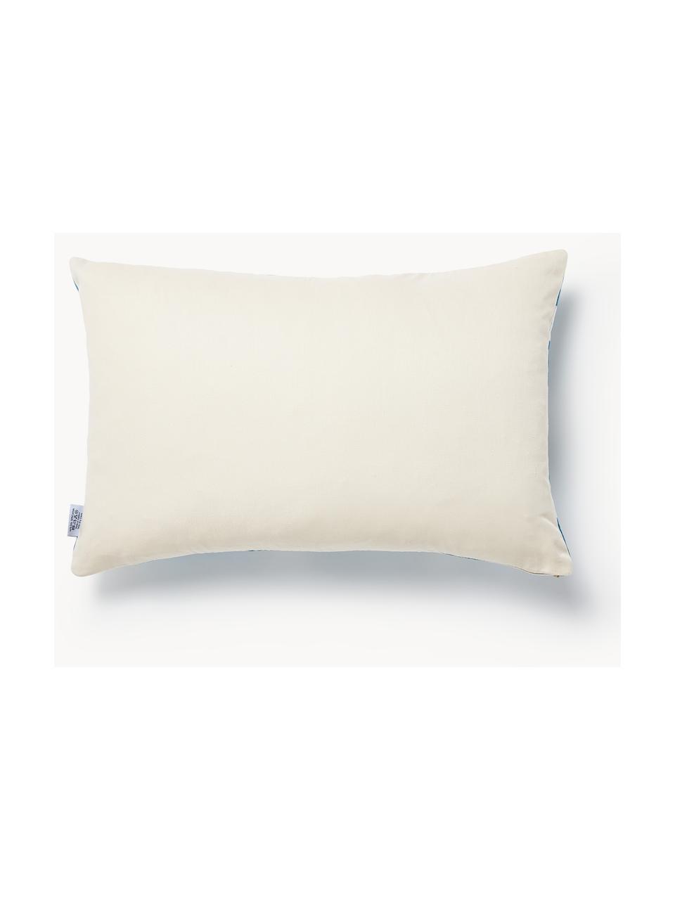 Housse de coussin 40x60 en soie avec motif abstrait Silky, Bleu, beige clair, larg. 40 x long. 60 cm