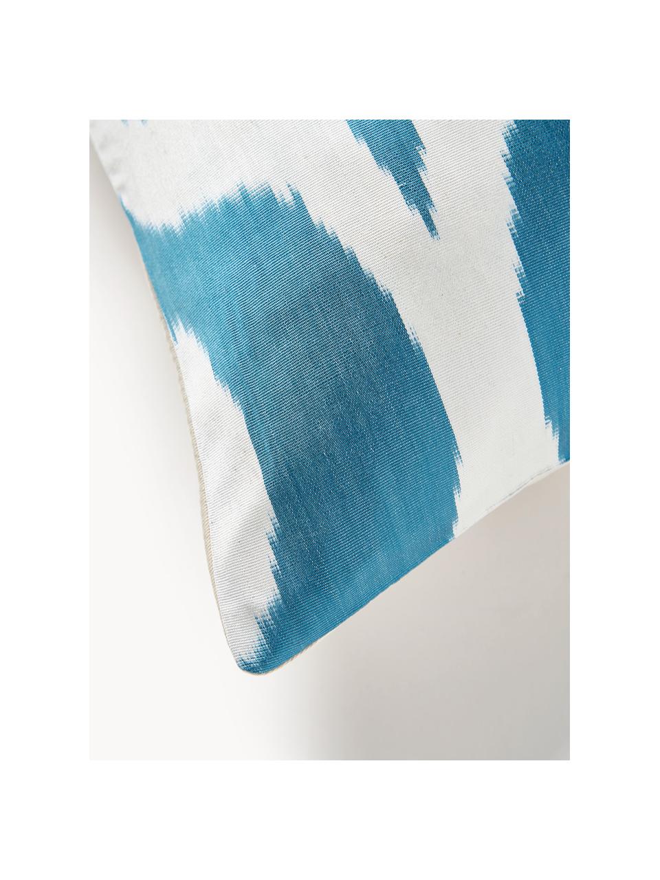 Housse de coussin 40x60 en soie avec motif abstrait Silky, Bleu, beige clair, larg. 40 x long. 60 cm