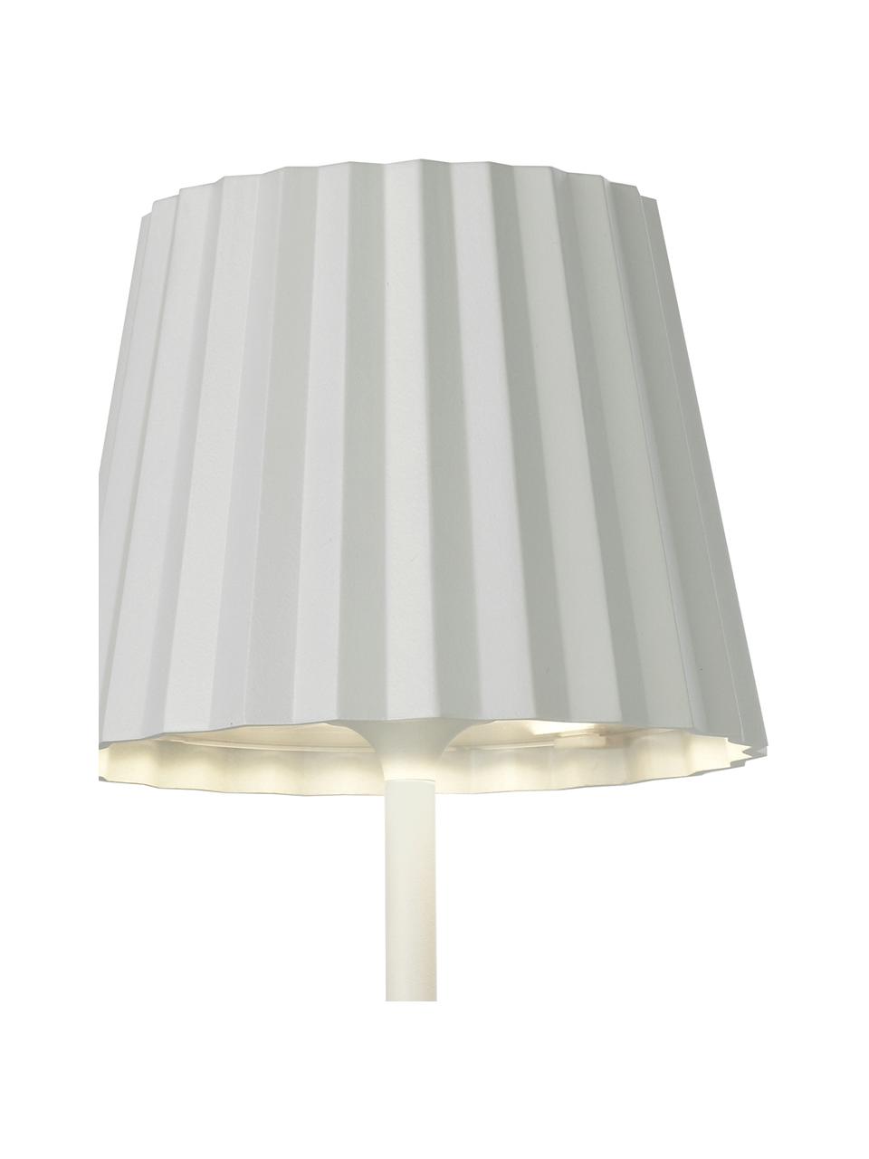 Mobile dimmbare LED-Außentischlampe Trellia, Lampenschirm: Aluminium, lackiert, Lampenfuß: Aluminium, lackiert, Weiß, Ø 12 x H 38 cm