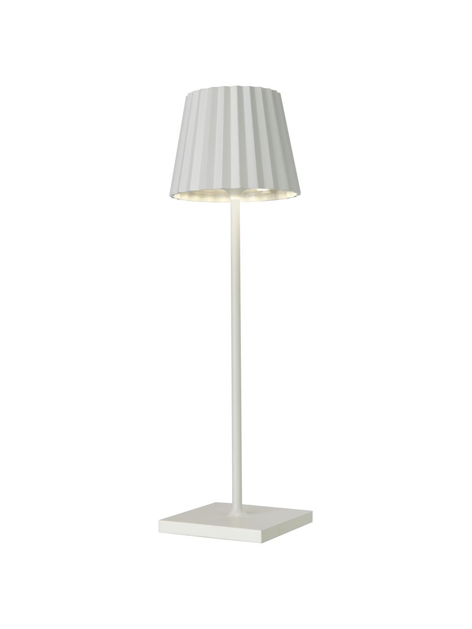 Lampada dimmerabile mobile da tavolo per esterni Trellia, Paralume: alluminio verniciato, Base della lampada: alluminio verniciato, Bianco, Ø 12 x Alt. 38 cm