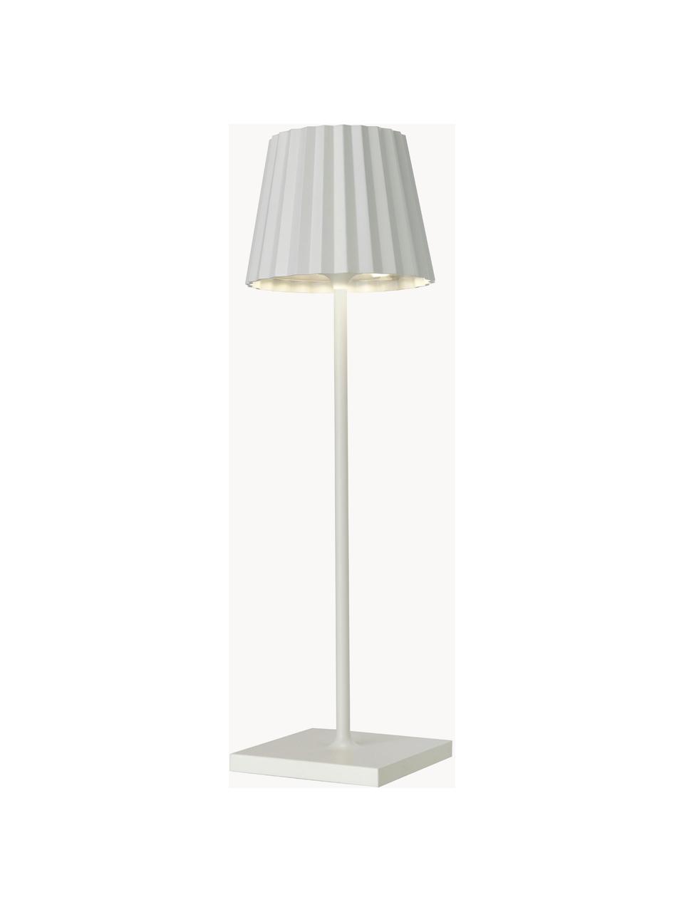 Lámpara de mesa LED regulable para exterior Trellia, portátil, Pantalla: aluminio pintado, Blanco, Ø 12 x Al 38 cm
