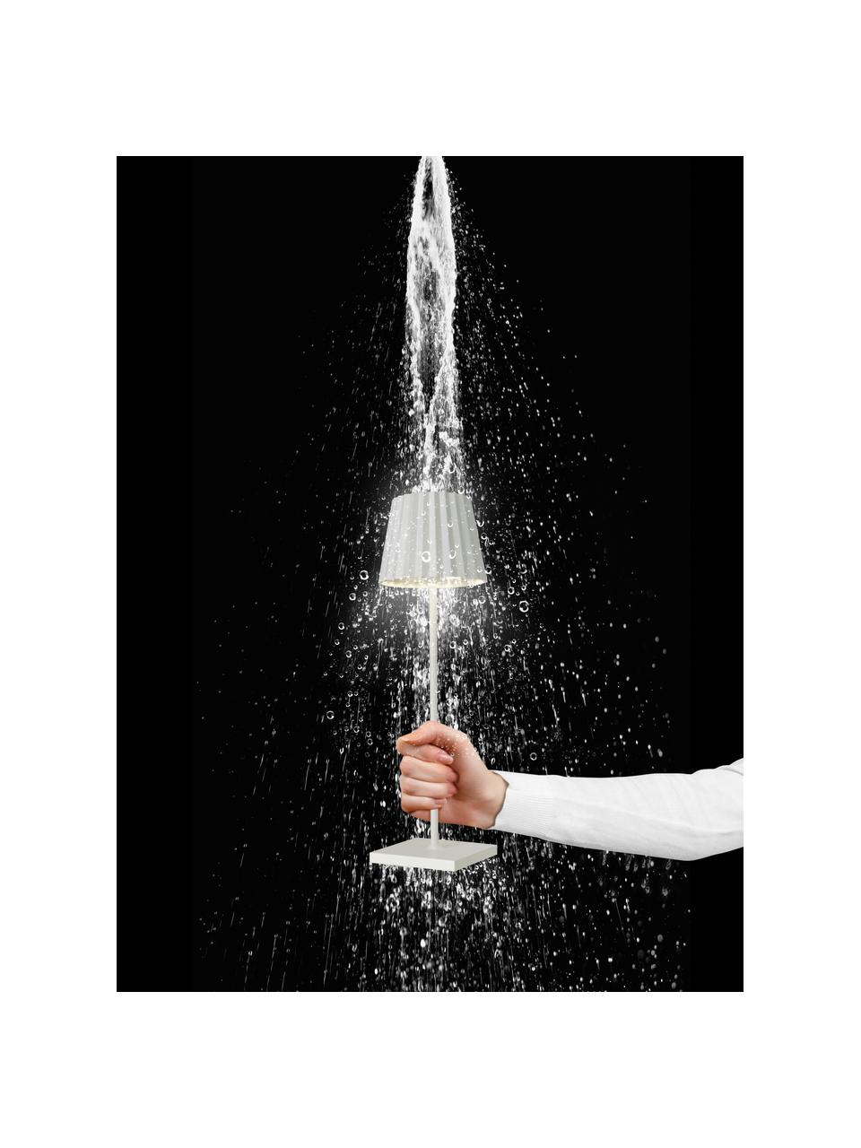 Mobile dimmbare LED-Außentischlampe Trellia, Lampenschirm: Aluminium, lackiert, Lampenfuß: Aluminium, lackiert, Weiß, Ø 12 x H 38 cm