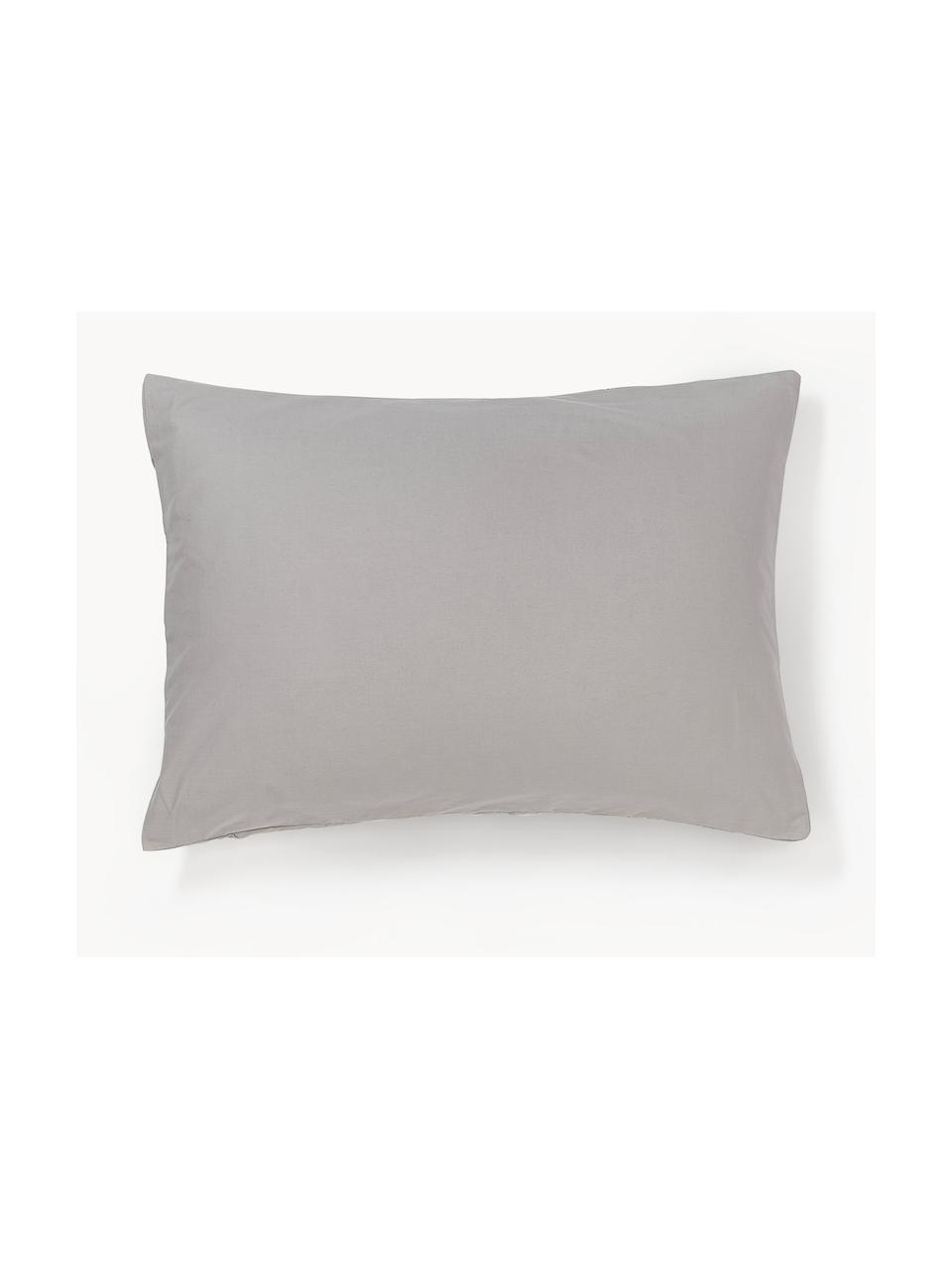 Taie d'oreiller en percale de coton avec piquage façon origami Brody, Gris, larg. 50 x long. 70 cm