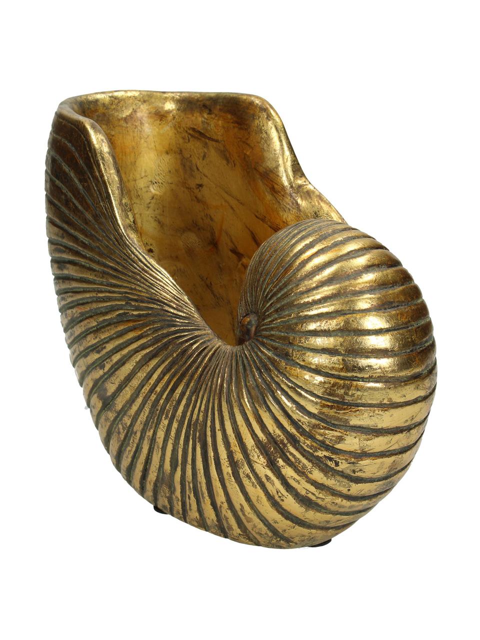 Osłonka na doniczkę Shell, Poliresing, Odcienie złotego, 25 x 19 cm