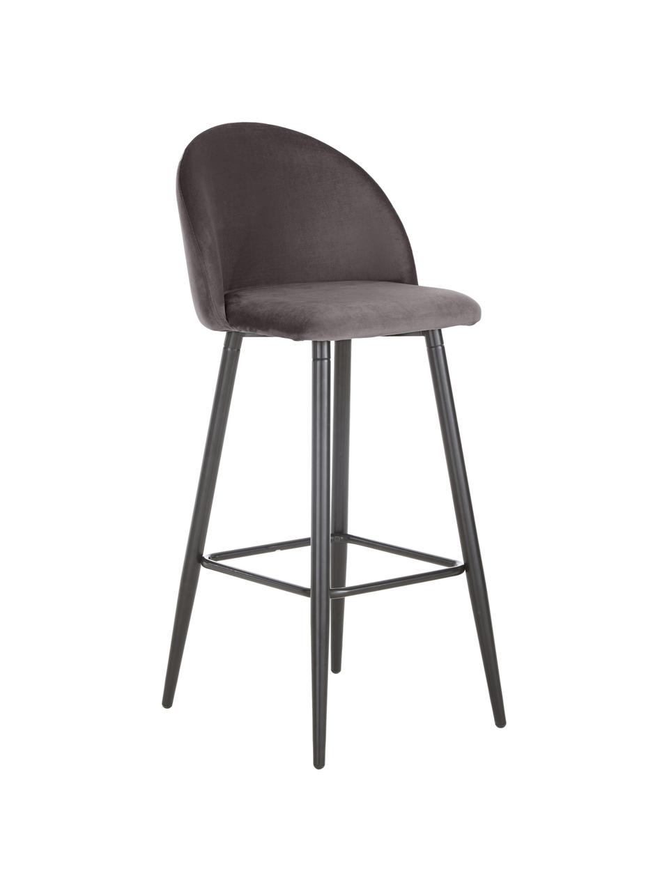 Zamatová barová stolička Amy, Sivá, Š 45 x V 103 cm