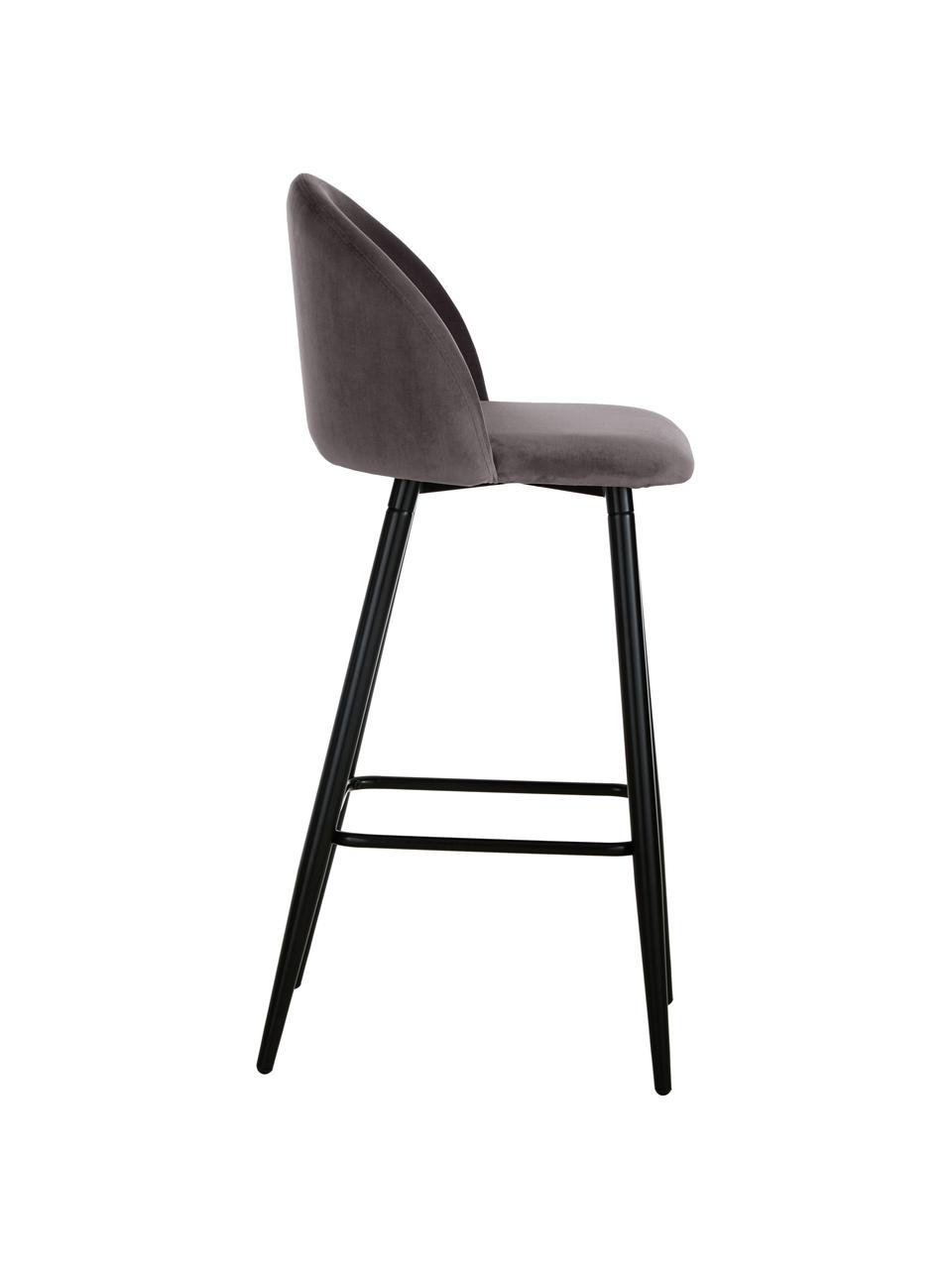 Zamatová barová stolička Amy, Sivá, Š 45 x V 103 cm