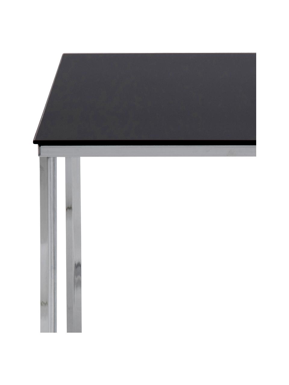 Mesa auxiliar Matheo, tablero de cristal, Estructura: metal, cromado, Tablero: vidrio laminado, Negro, metal cromado, An 50 x Al 45 cm