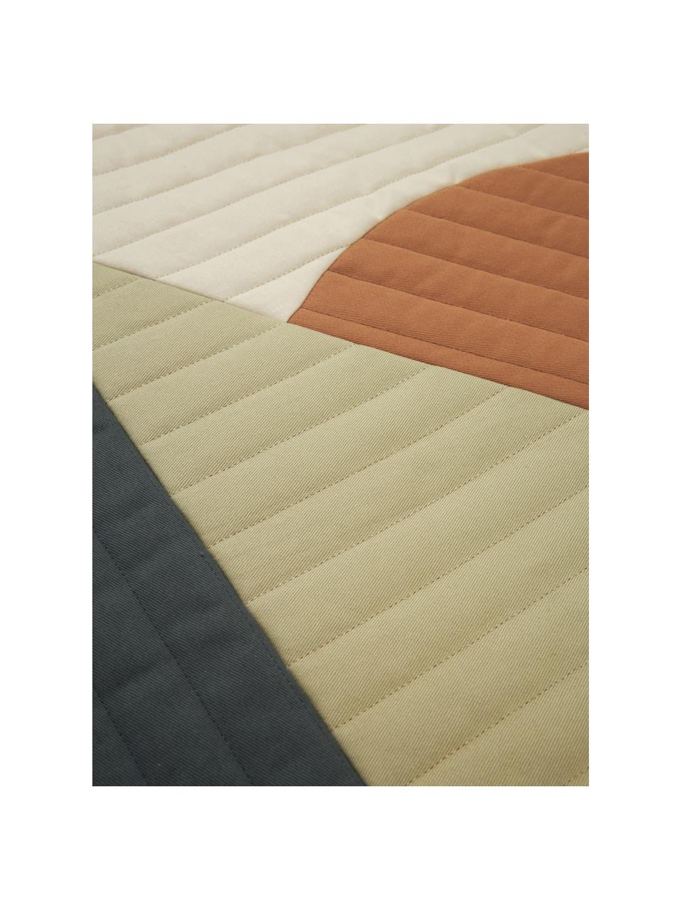 Decke Arty Quilt aus Baumwolle, Bezug: 100 % Baumwolle, Cremeweiß, Dunkelblau, Landschafts-Motiv, B 73 x L 95 cm