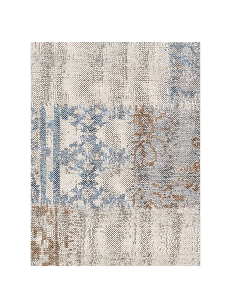 In- & outdoor loper Symi, 100% polypropyleen, Beige, blauw, bruin, grijs, 80 x 200 cm