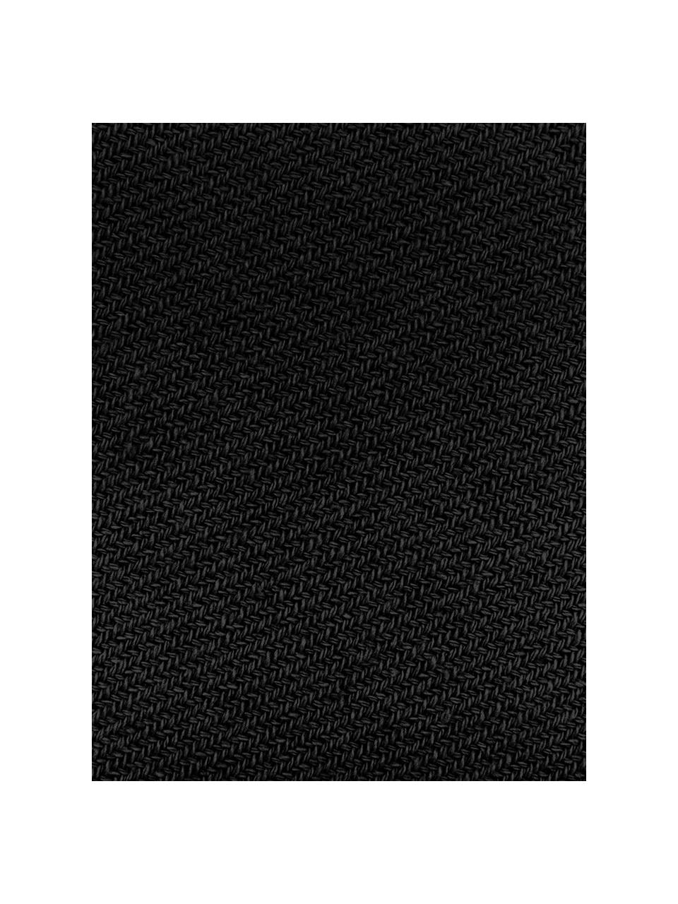 Koc z bawełny z frędzlami Madison, 100% bawełna, Czarny, S 140 x D 170 cm