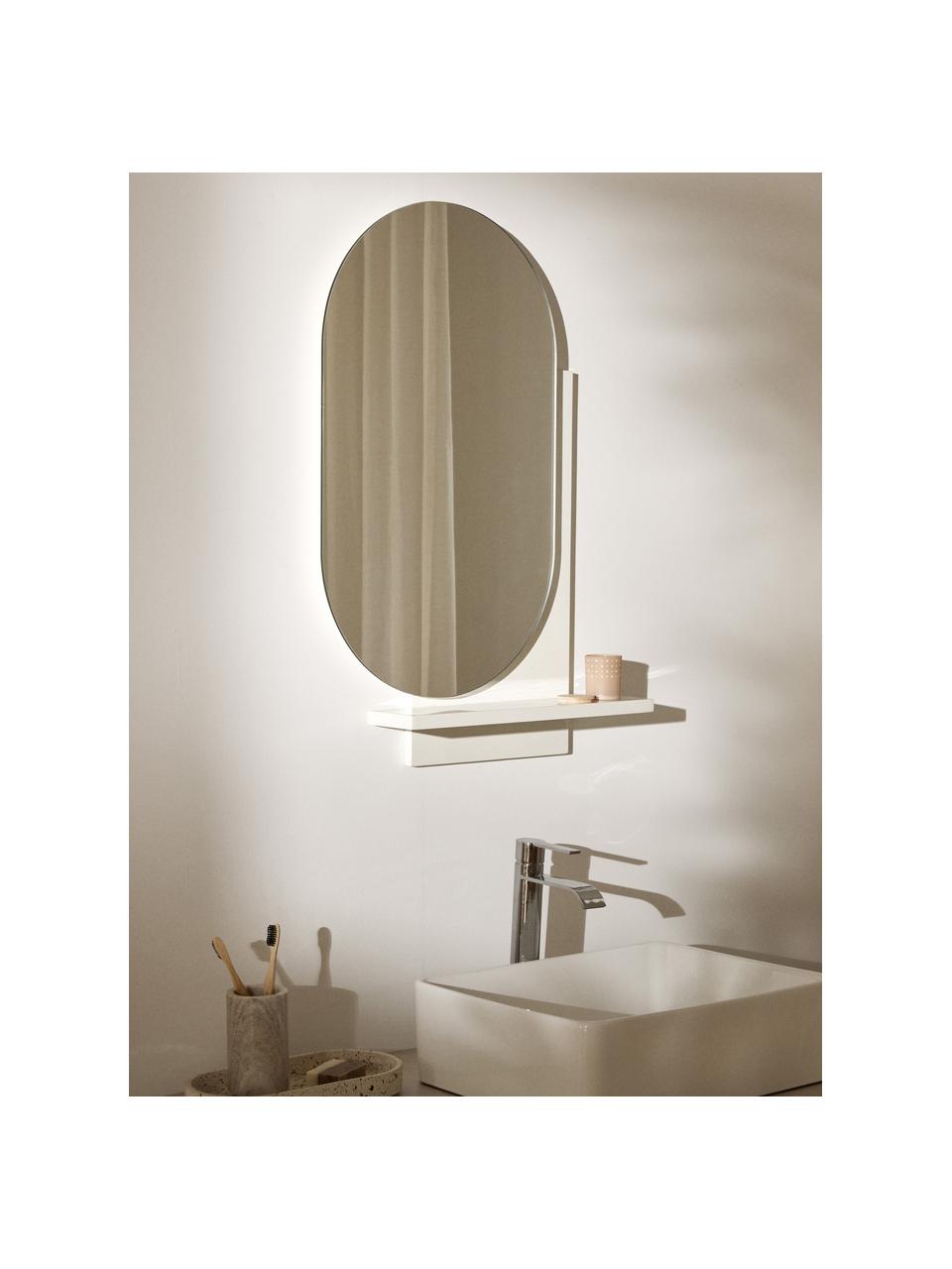 Wandspiegel Sorin mit Ablage, Spiegelfläche: Spiegelglas, Weiss, B 55 x H 79 cm